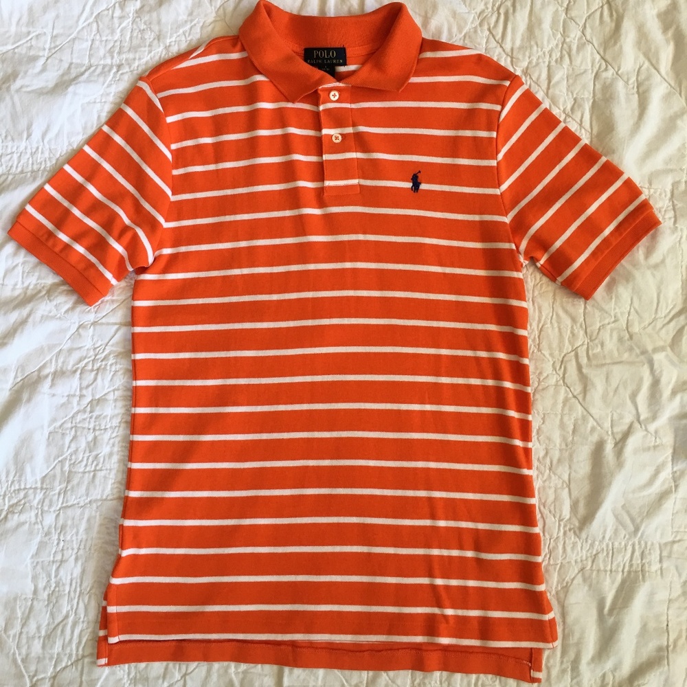 Polo Ralph Lauren NWOT Boys Orange/White Polo Sz L
